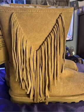 Chestnut Fringe Suede Boot - Home Accents. BEARPAW-never been worn. Size 9.